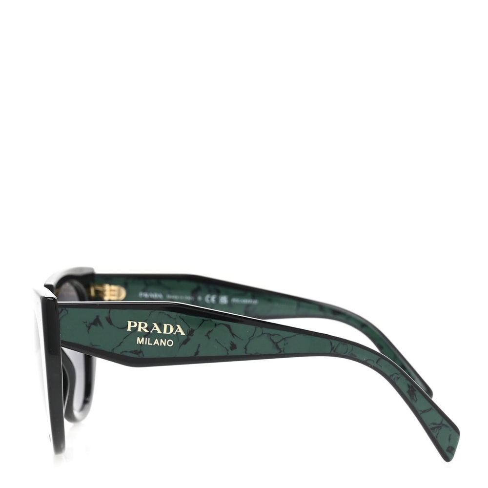 Prada Women's Acetate Black Cat-Eye Sunglasses. SPR 14W Black Green - Picture 11 of 16
